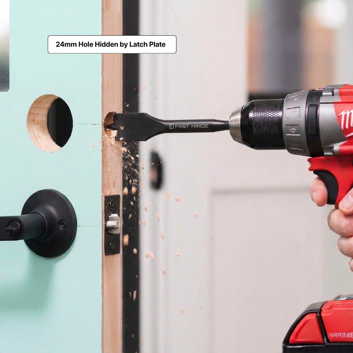 Flat wood boring spade bit for drilling wide holes in wood