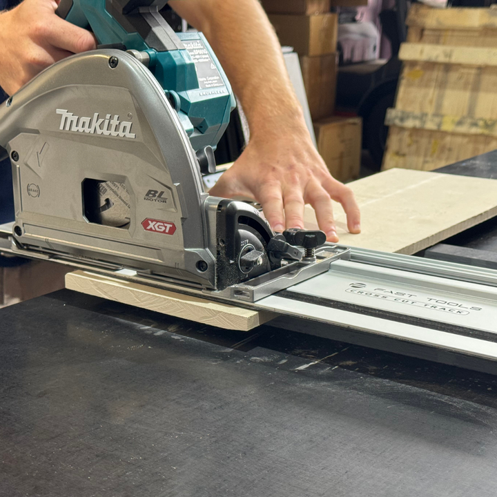 Heavy-duty cross cut track guide for precision cutting applications