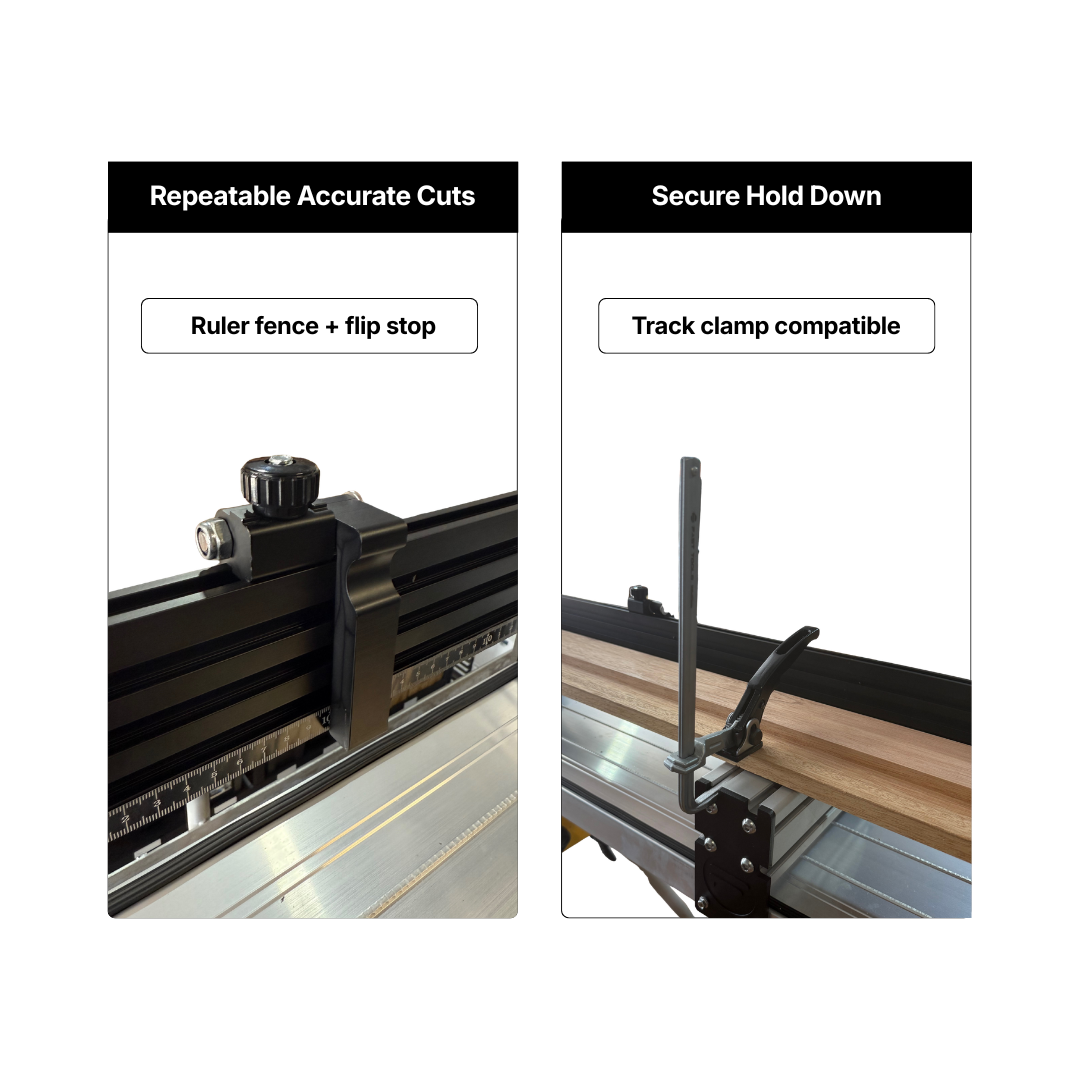 Heavy-duty mitre saw bench system for precise carpentry work