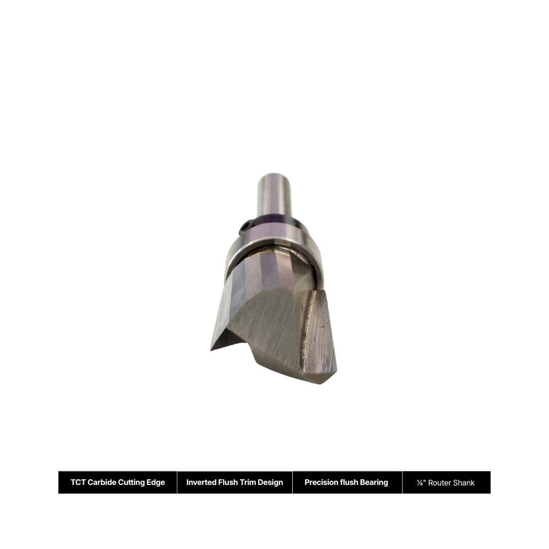Solid Carbide Inverted Flush trim router bit 1/4 Shank.