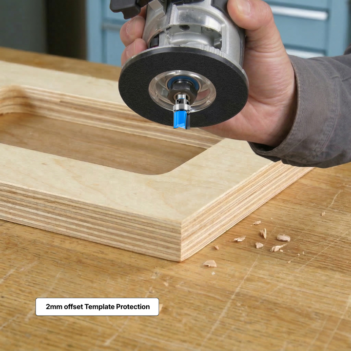 Inverted flush trim TCT router bit for smooth edge finishing