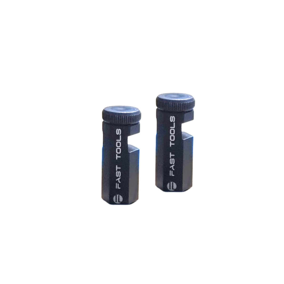 Stair gauges attached to a framing square for accurate stair layout