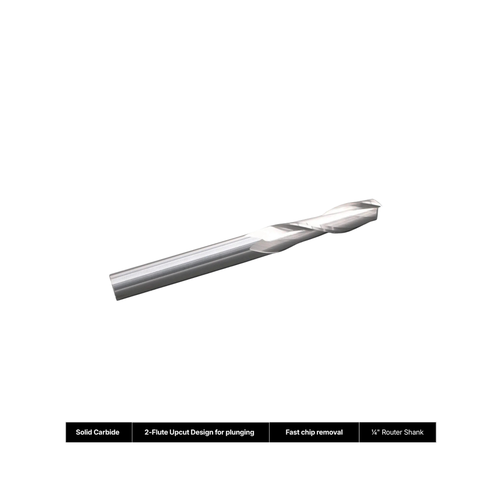 Upcut carbide router bit designed for woodworking and clean chip removal